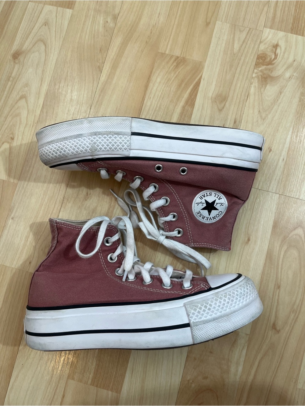 Converse Chuck Taylor All Star Lift Platform High Tops in a pink 5